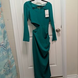 Zara Teal Long Sleeve Dress